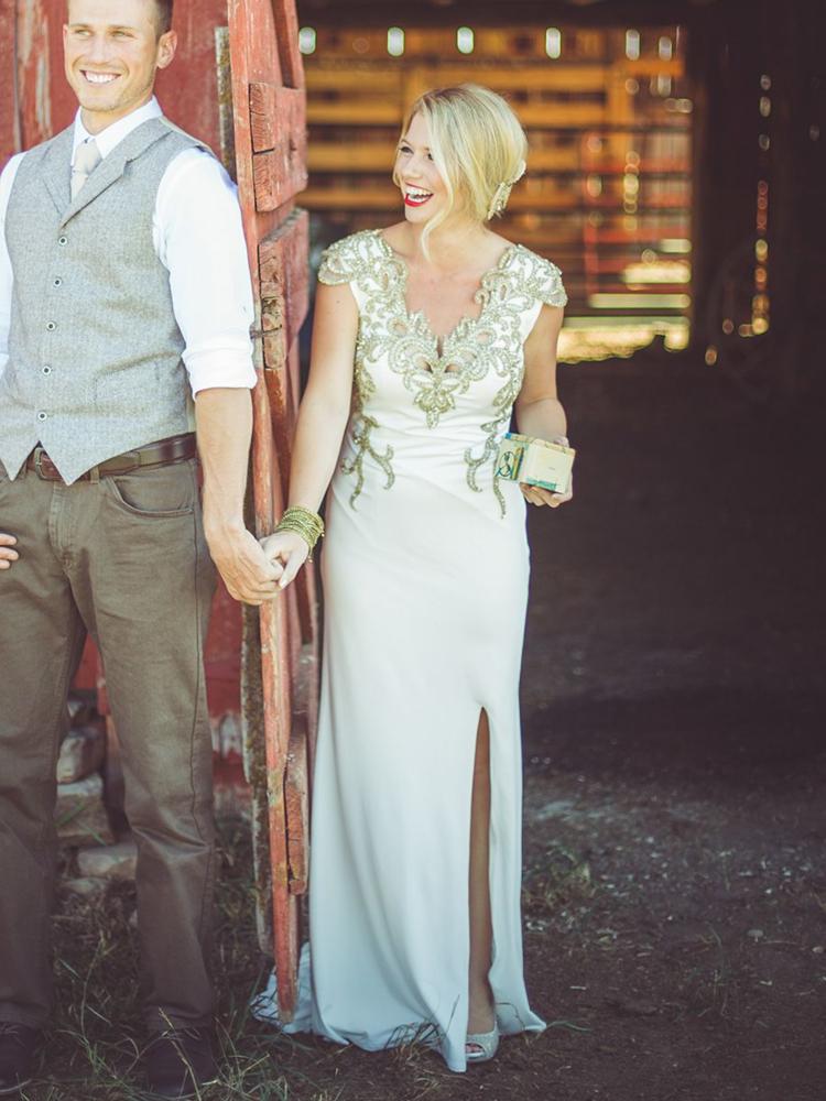 vintage svadobné šaty pletené zlaté svadobné krajiny