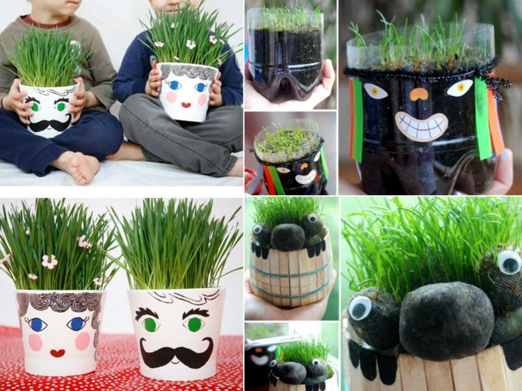 Vyrobte si trávnaté hlavy s deťmi sami pomocou domácich potrieb
