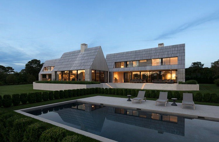 sivý drevený šindeľ obklad stodola dom bazén