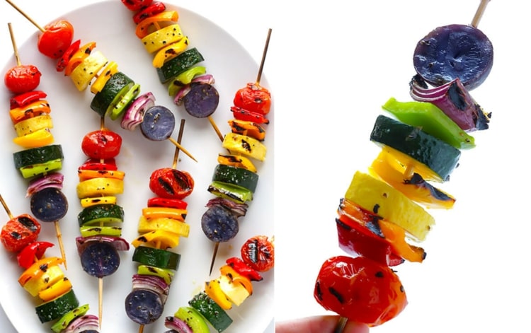 Vegetariánska grilovačka pre deti so zeleninovými špízmi