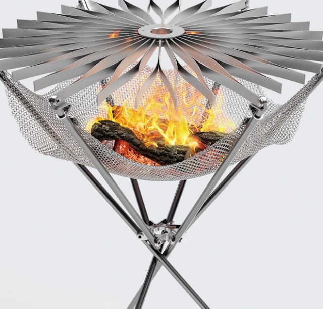 prenosný nerezový gril kompaktného tvaru atmosféry táborového ohňa