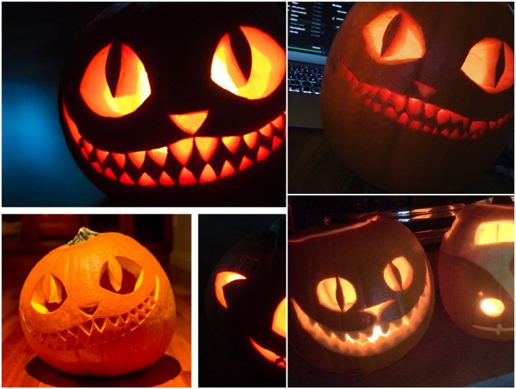 Alica v krajine zázrakov Cheshire Cat Halloween Tekvica ostré zuby veľké oči