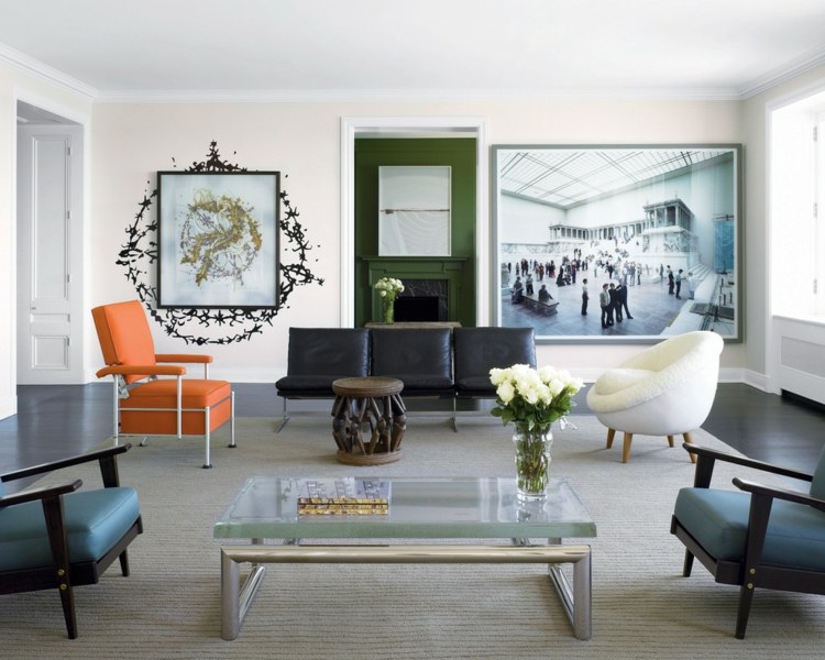 Zelená obývacia stena dizajn klasický interiér