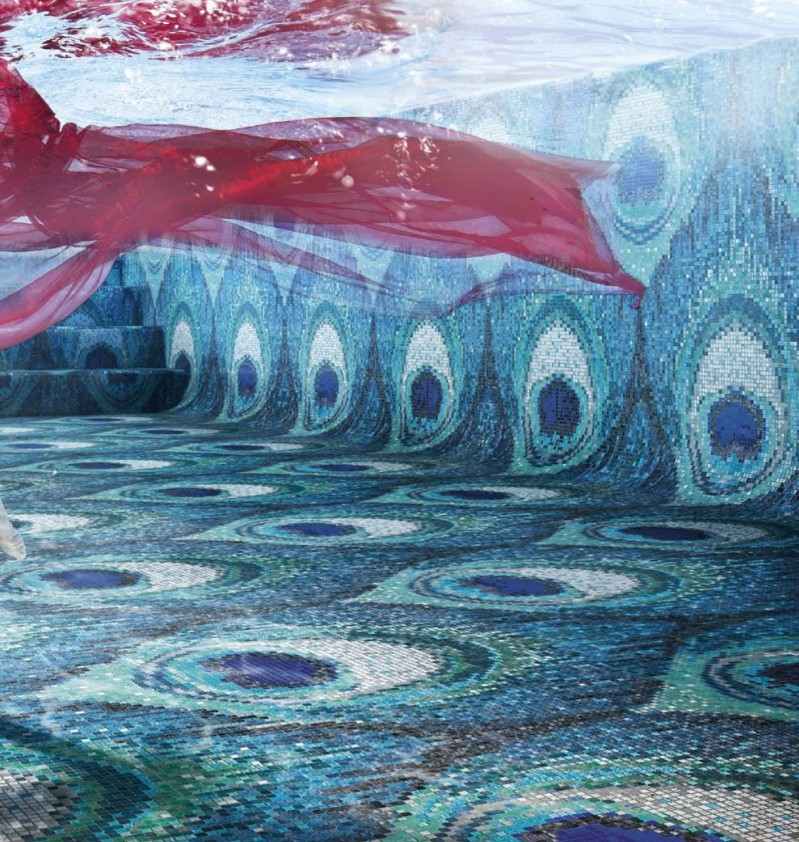 Mozaiková dlažba so zelenou dlažbou