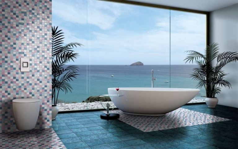 Zelené podlahové dlaždice-moderná-kúpeľňa-dizajn-príklady