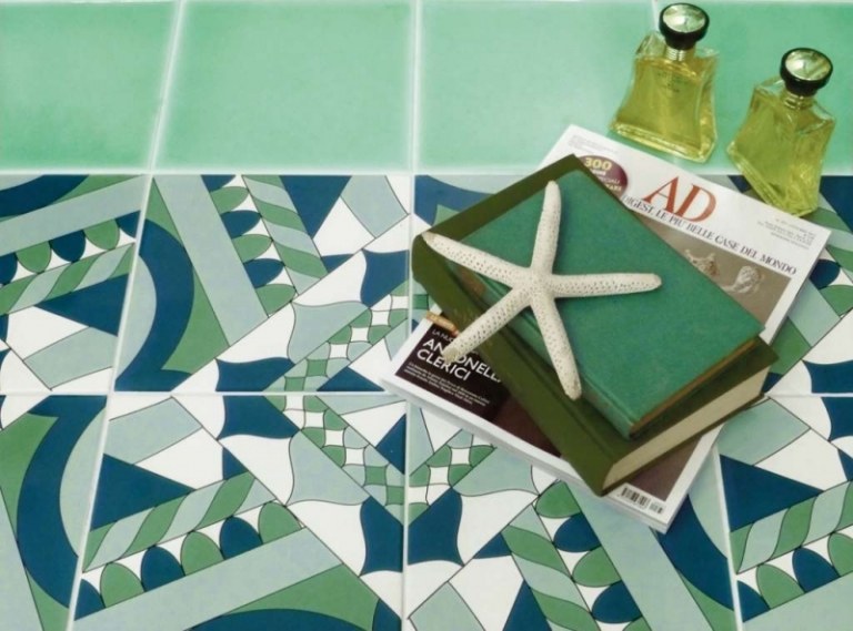 Dlaždice-vzor-motívu-zelenej podlahy-nápady