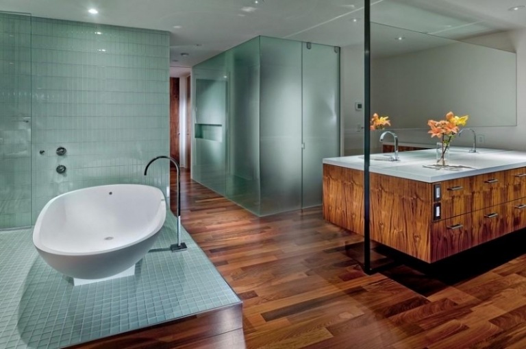 zelená podlaha dlažba-sklo-mozaika-drevená podlaha