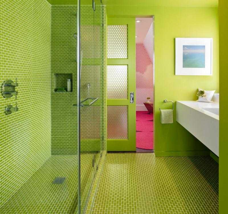 Dlažba so zelenou podlahou-mozaika-kúpeľňa-dizajn