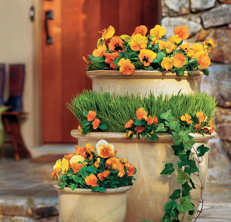 Vežové keramické vedro z pomarančovej trávy