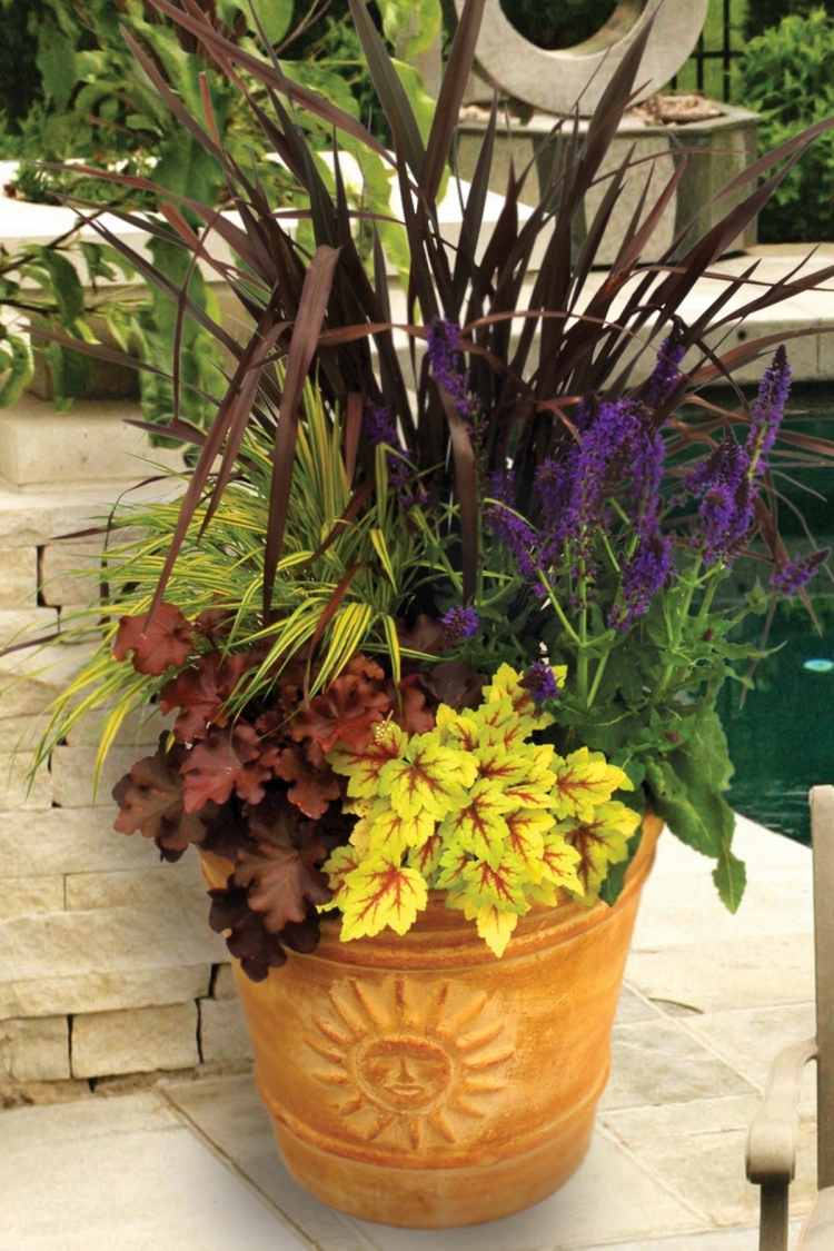 veľké-kvetináče-rastlina-novozélanďan-ľan-phormium-heuchera-odrody-okrasná tráva