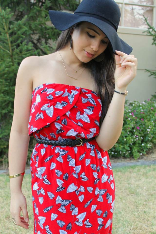 Pletený opasok z kože červené šaty opasok čierny pletený klobúk dámy