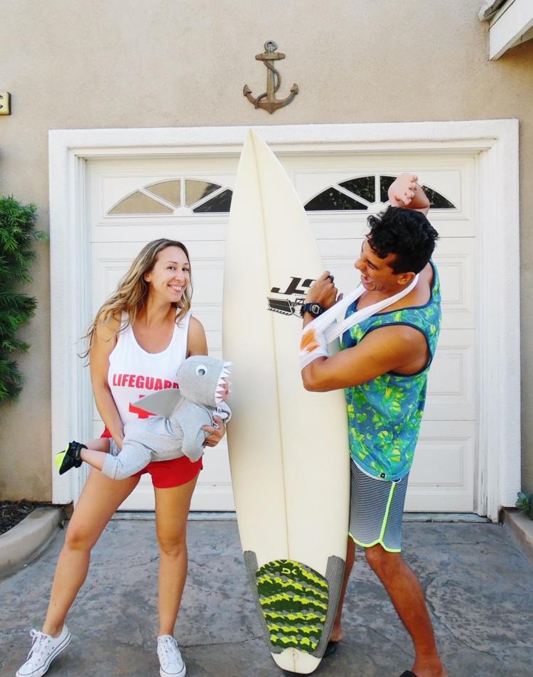 skupinové kostýmy pre karnevalovú rodinu-last-minute-hau-surfer-plavčík
