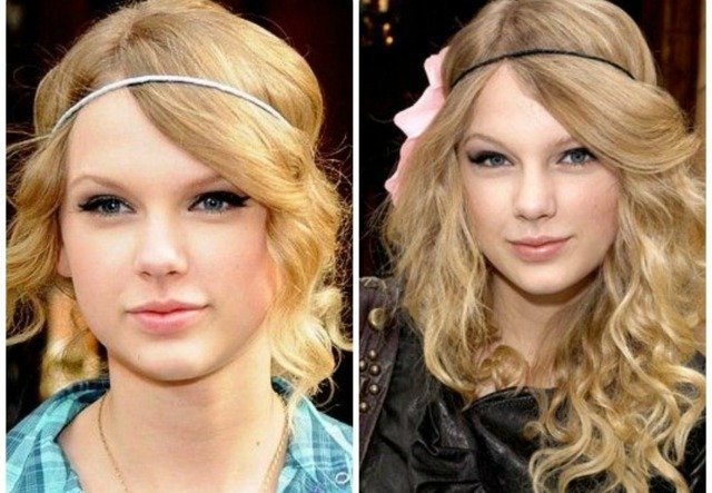Dva štýly účesov s čelenkami od Taylor Swift taylor swift tenká čelenka stuha čierna biela