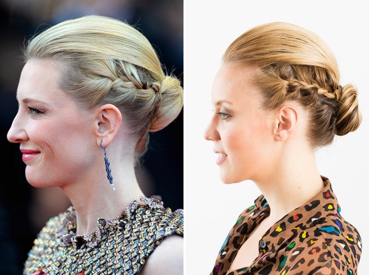 Elegantná updo od Cate Blanchett vrkoč na vlasy updo drdol veľký elegantný