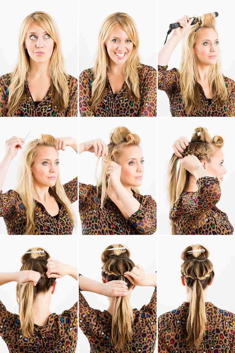 Rozdelíme na časti a urobíme bočné vrkoče návod na zapletanie vlasov kulma skvelý cop na účes