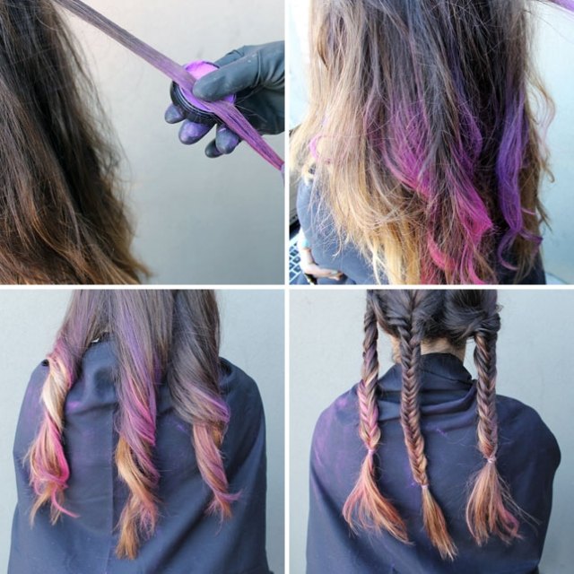 cop účes návod tri vrkoče jeden fialový prameň vrkoč-účes-návod-tri-vrkôčiky-jeden-purpurový-pramene