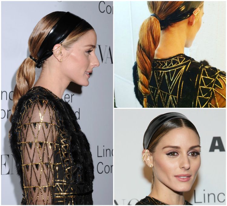 Čelenka s vrkočom pri slávnostných príležitostiach stredová rozchod Olivia Palermo