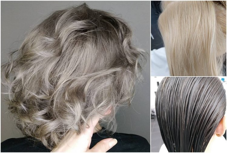 oceľovošedá na odfarbených alebo svetlo blond vlasoch
