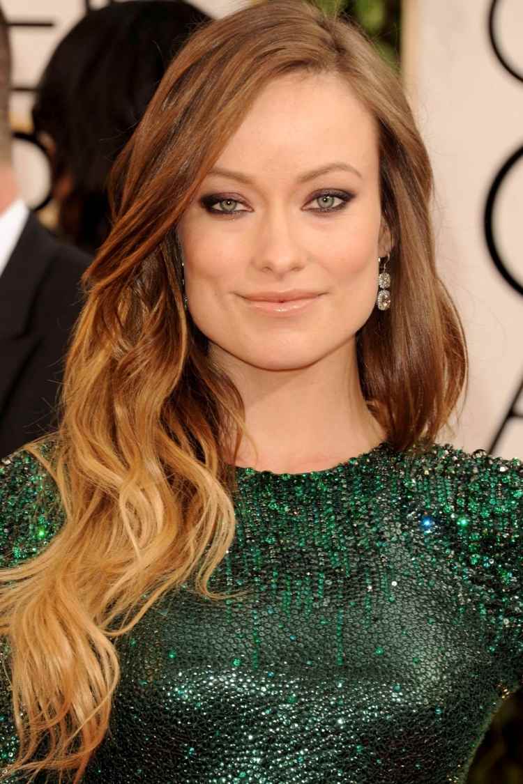 Olivia Wilde s krásnym jemným efektom ombre vo vlasoch farby na vlasy-2014-trendy-ombre-bruenette-straehnchen-Olivia-Wilde