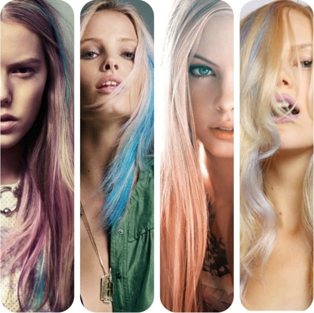 Pastelové tóny rôznych svetiel Pastelové odtiene dlhých vlasov