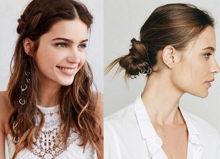 nápady na styling vlasové prstene ležérny drdol napoly otvorené vlasy