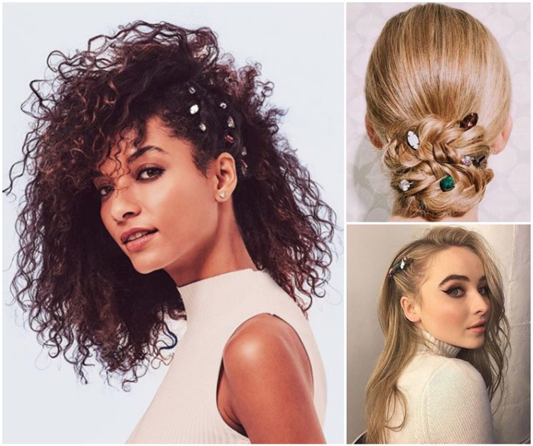 Drahokamové vlasové doplnky bobby pins farebné