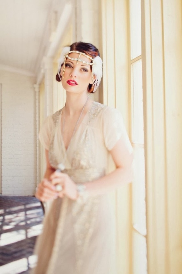 Vintage svadobné šaty -čelenka fascinátor -retro bob účes Nápady-Luxusné-Doplnky do vlasov-Svadba-Retro-Vintage-Čelenka-Diadém