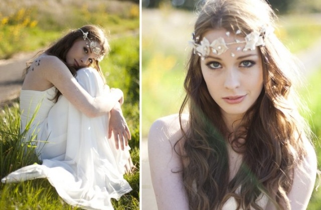 Svadobné účesy v bohémskom štýle-čelenka zdobená kvetmi s dlhými rozopnutými vlasmi nápady-svadobné účesy-boho-šik-štýl-gumička-z-kvetov-prírodný-vzhľad