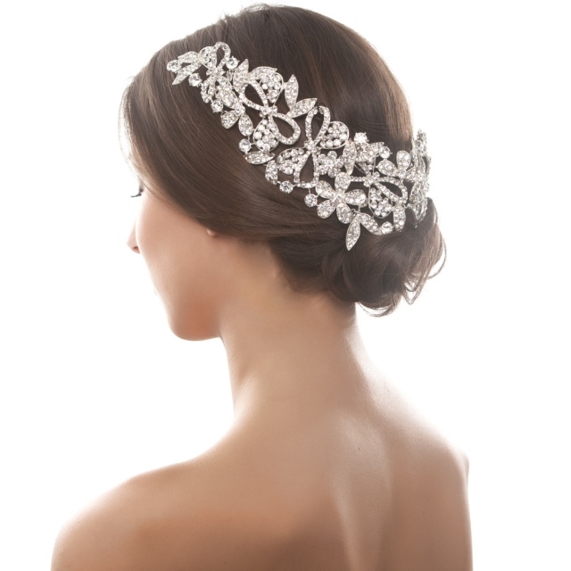 Luxusné vlasové doplnky barrette s kamenným účesom na svadbu Pletený účes-svadba-ozdoba-čelenka-štrasové-kamienky-elegantné