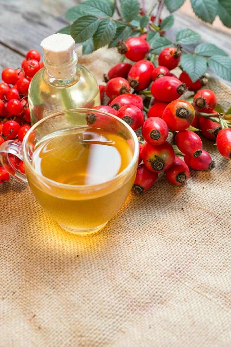 Šípkový olej a čaj na vnútorné použitie