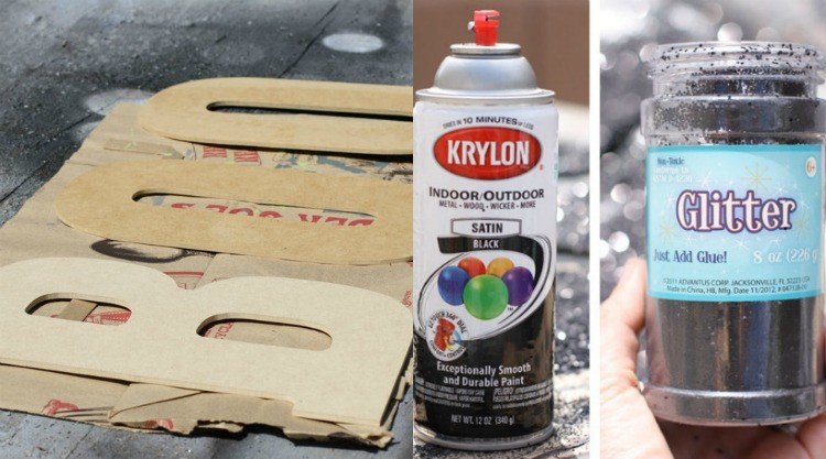 Dizajnové ozdobné písmená v čiernej farbe s trblietkami halloween-drotár-papier-návod-dekorácia-písmená-kartónové materiály