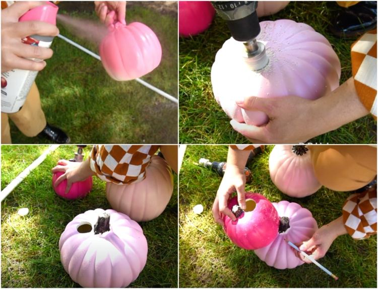 Polystyrénové tekvice striekajte a vŕtajte