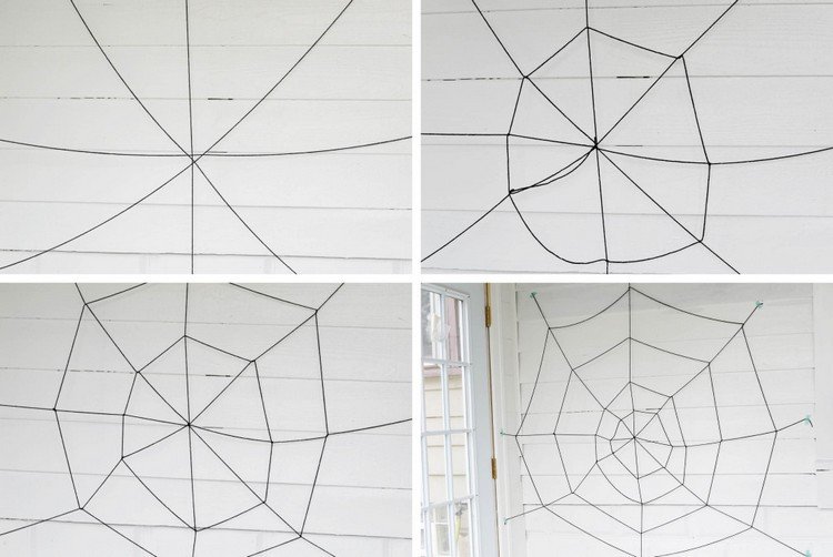 Halloween-dekorácia-nápady-pavúk-web-priadza-urob si sám