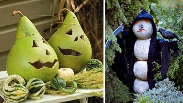 Dekoratívne tekvice havrana postava desivé tváre