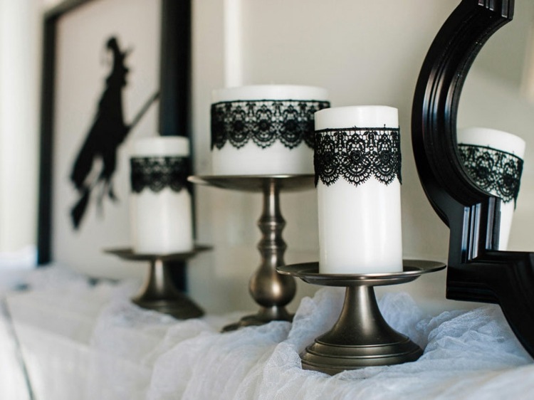 nápady na výzdobu halloween sviečky tip čierna inšpirácia