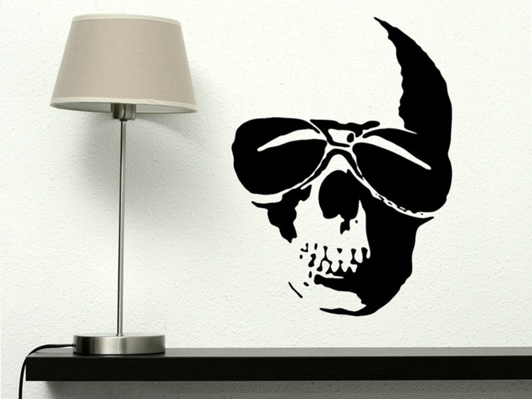 nápady halloween dekorácia nálepka na stenu nálepka lebka čierna