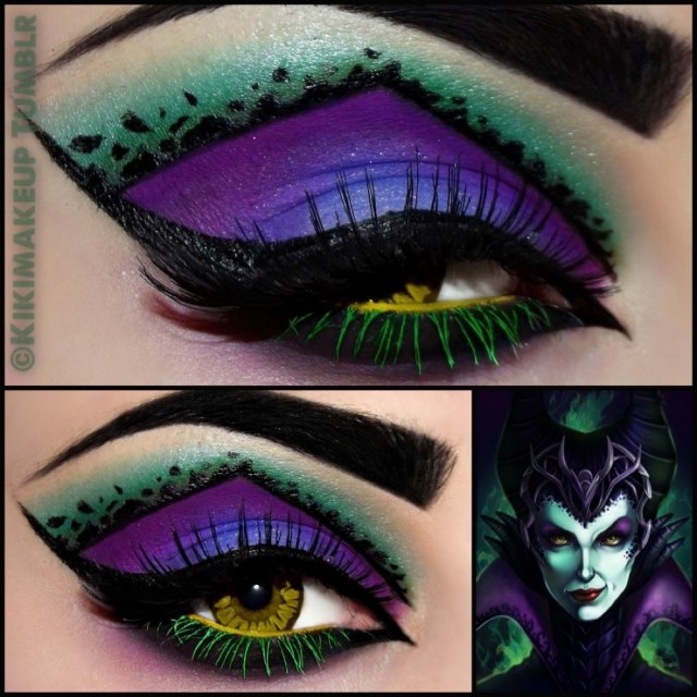 maleficent-makeup-nápady-farby-zelená-fialová-šikovné-použitie