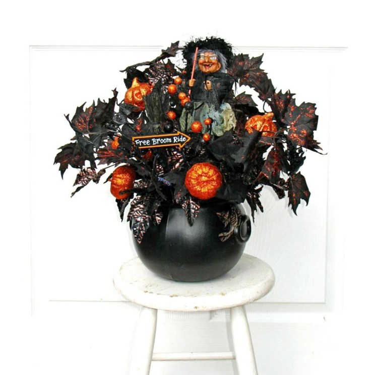 halloween-svadobná kytica-kotol-čierna-oranžová-tekvica