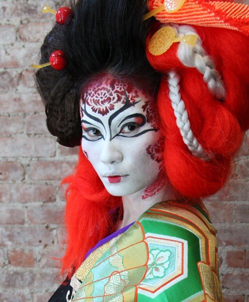 Gejša, japonské umenie, Halloween Art Halloween nápady líčenia