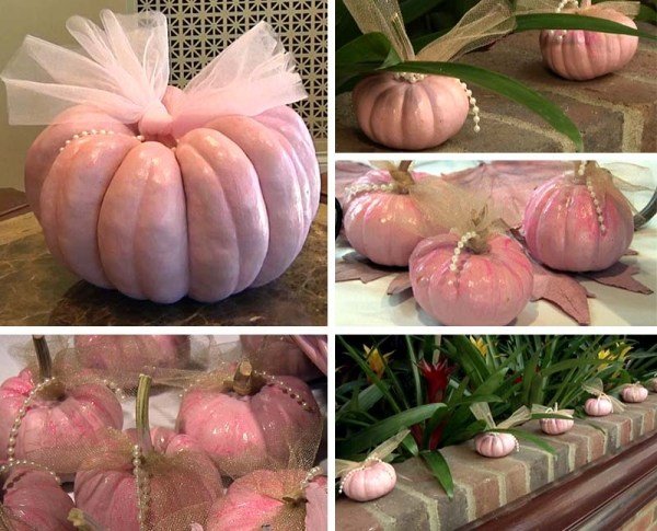 ružové tekvice zdobia dom zdobia