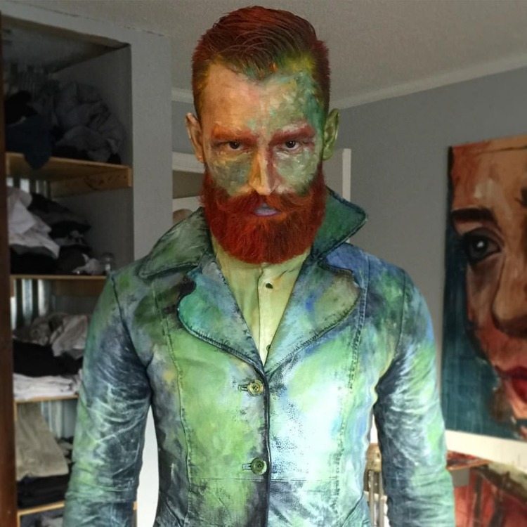 veľmi podobne vyzerajúci van gogh make up ako halloween kostým