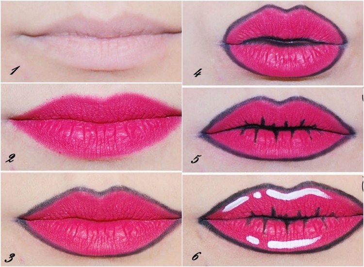 Líčte si pery ako z karikatúry halloween-makeup-nápady-sprievodca-karikatúra-esque-pery