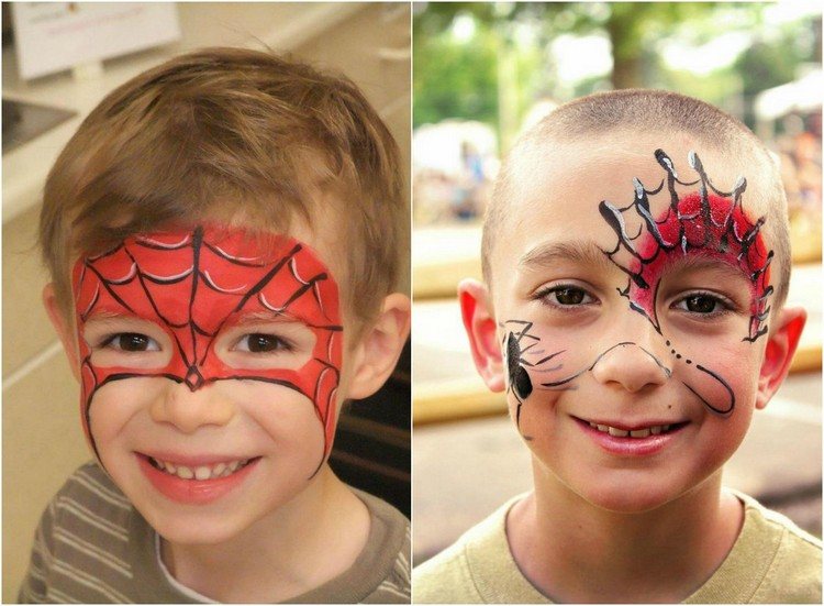Nápady na líčenie Spiderman pre malých chlapcov halloween-makeup-nápady-deti-chlapec-spiderman
