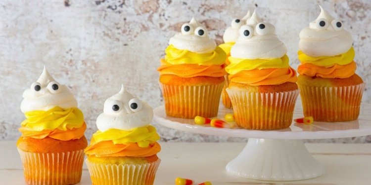 halloween muffiny dekorácia duch oči nápady