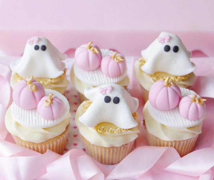 halloween muffiny dekorácia duch tekvica ružová roztomilá