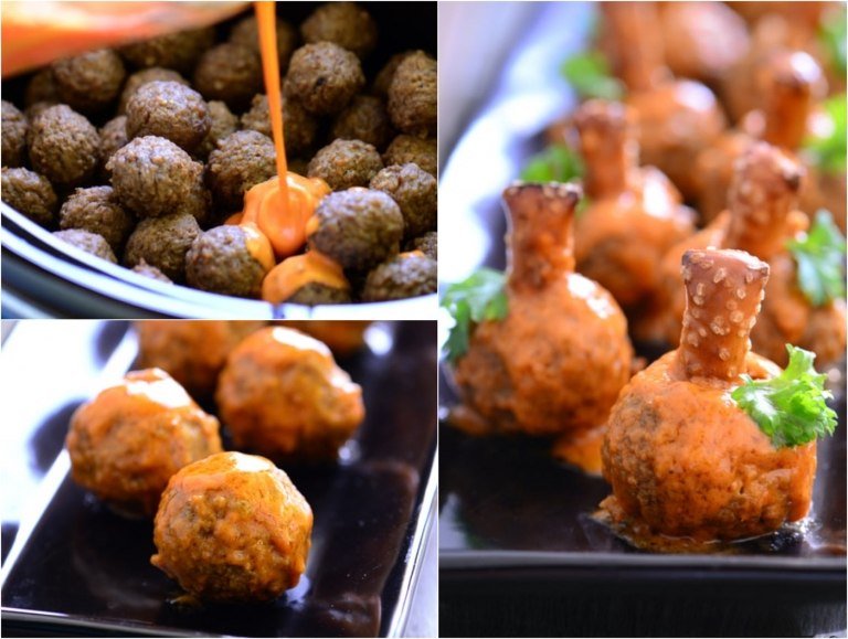 halloween recepty výdatné mini fašírky s omáčkou ako párty jedlo