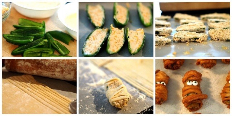 párty jedlo finger food výdatné pre dospelých jalapeno poppers so smotanovým syrom a lístkovým cestom