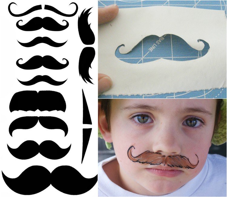 Na líčenie použite šablónu na fúzy halloween make -up tipy knír make -up dieťa šablóna