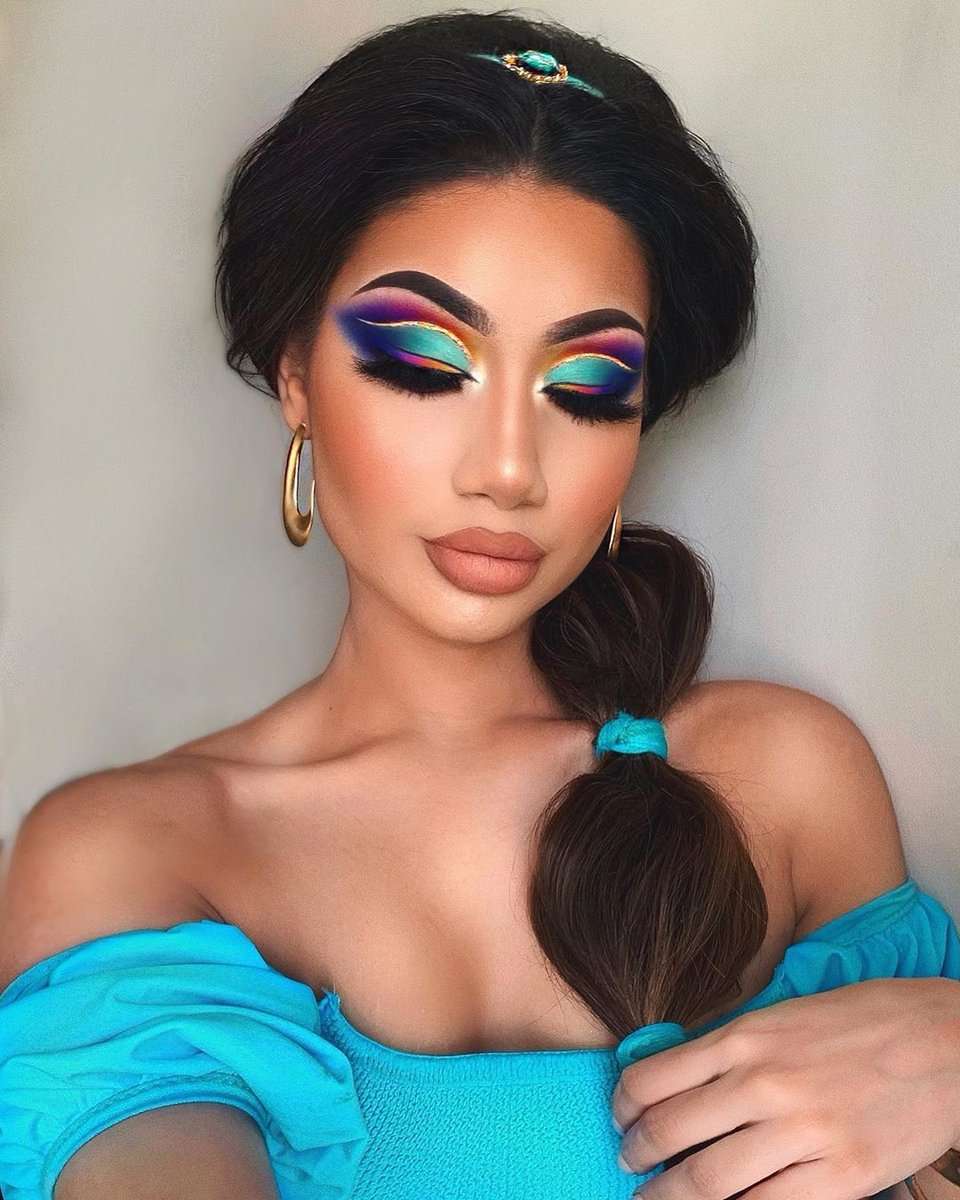 Jasminne Princess Make-up Frusiren na karneval dlhých vlasov