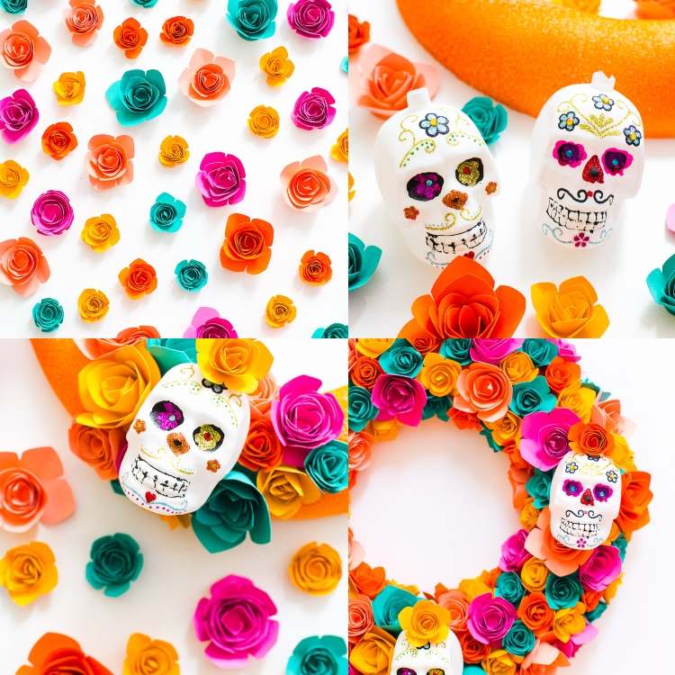 Z papiera a farby vyrobte veniec na dvere lebky